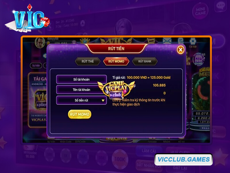 Nắm rõ về điều kiện thực hiện rút tiền tại cổng game Vic Club